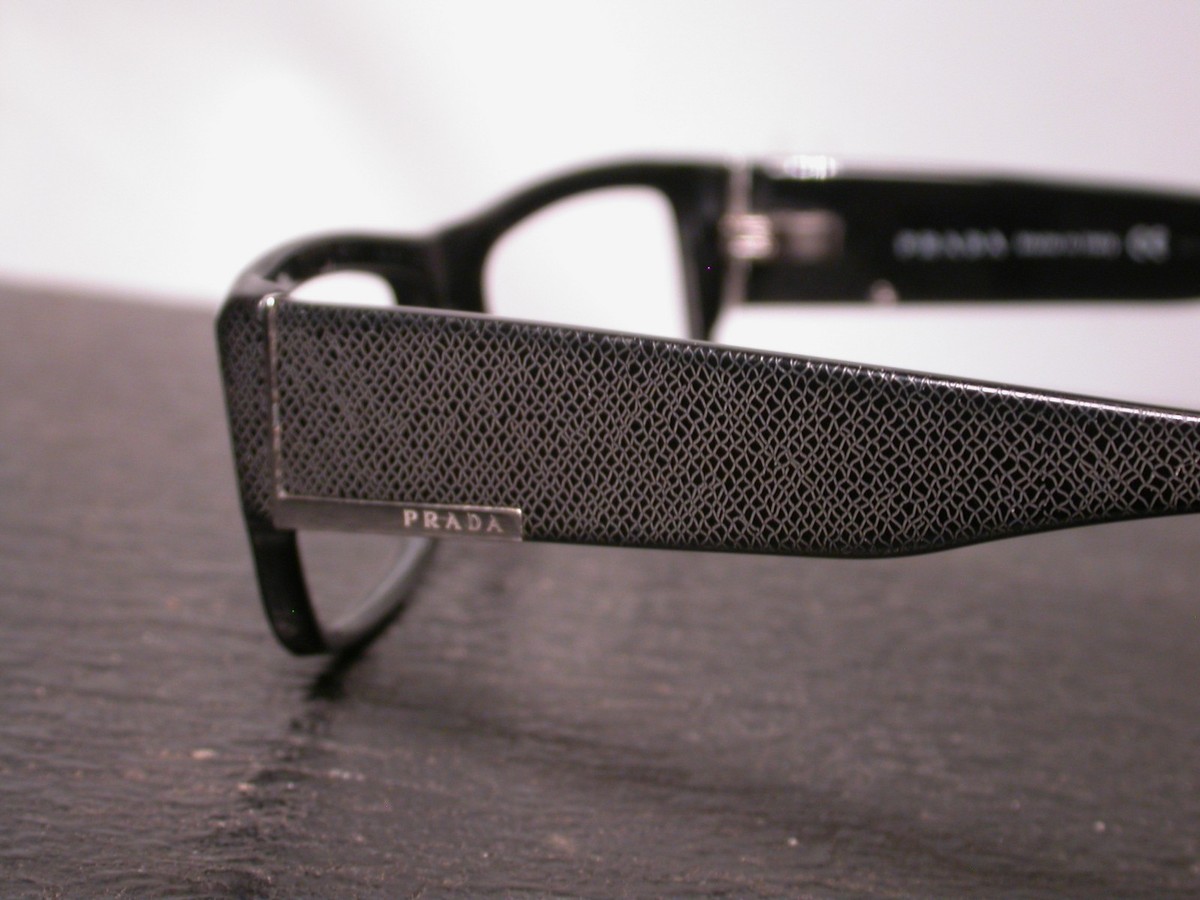 Prada Designer Black Leather Pattern Shades Sunglasses Made in Italy View 3