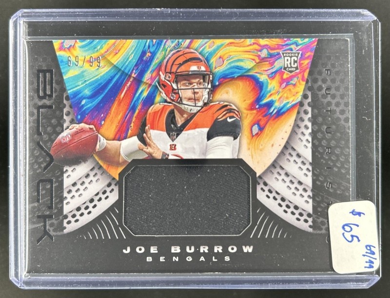 2020 Panini Black Joe Burrow Futuristic RC Jersey Rookie #/99 Bengals
