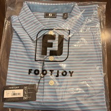 Small Footjoy Polo Shirt Style 35104 Triple Pin Stripe Air Blue Color New W/tags