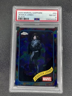 2025 MARVEL SAPPHIRE BLACK JESSICA JONES 10/10 SSP PSA 8 RARE BOOKEND