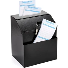 Lawei Steel Suggestion Box with Lock Wall Mountable-Black Donation Collection