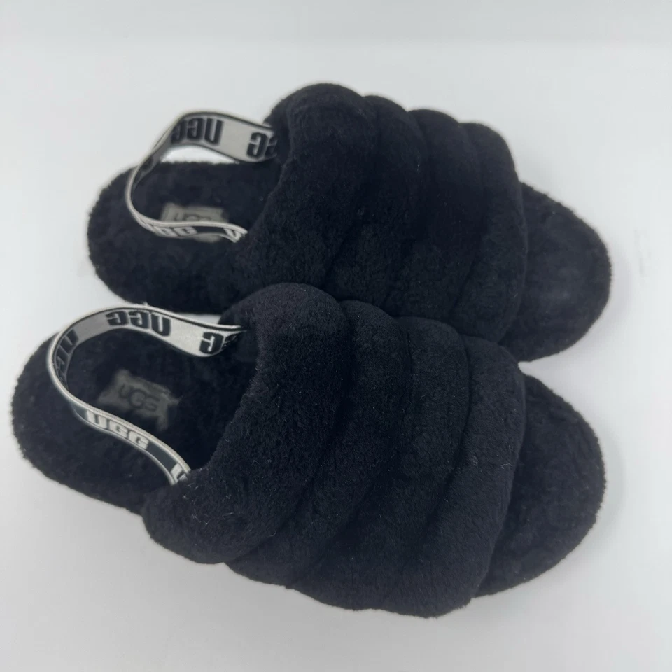 UGG ПУХ ДА СЛАЙД ЧЕРНЫЙ МОКАСИН СКОЛЬЖЕНИЯ НА САНДАЛИИ США 5 - Изображение 2 из 4