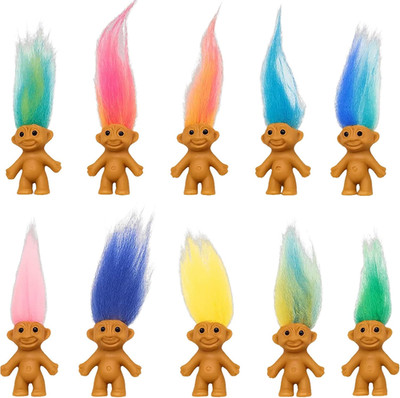 10 Stück Troll Puppen, Bunte Mini Trolle für Kinder, Partygeschenke und Bastelpr