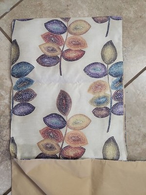 Croscill Mosaic Pastel Leaves 90''x14'' Table Runner Crisp Silk Look Polyester NEW
