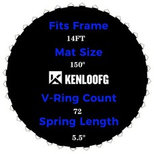 Trampoline Replacement Mat,Fits 14ft Round Frame with 72 V-Rings Fit 5.5" Spr...