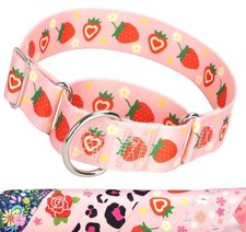 Pink Strawberry Martingale Collar for Medium Dogs,No Pull Collar 33