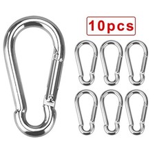 10 PCS Stainless Steel Carabiners Spring Snap Hooks Heavy Duty Keychain Clip NEW