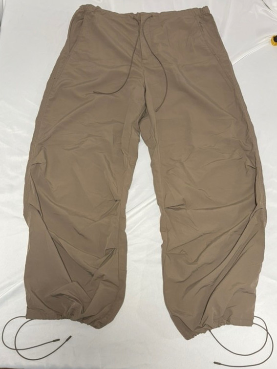 ZARA Wide Leg Parachute Pant  Adjustable Womens XL Tan with Pocket Lightweight