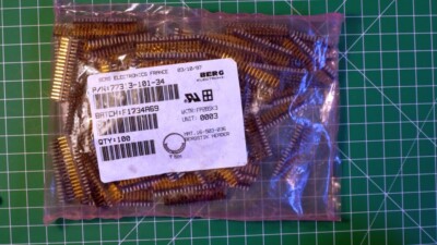 100 x BERG Header, RM 2,54,  34-polig, vergoldet, NOS