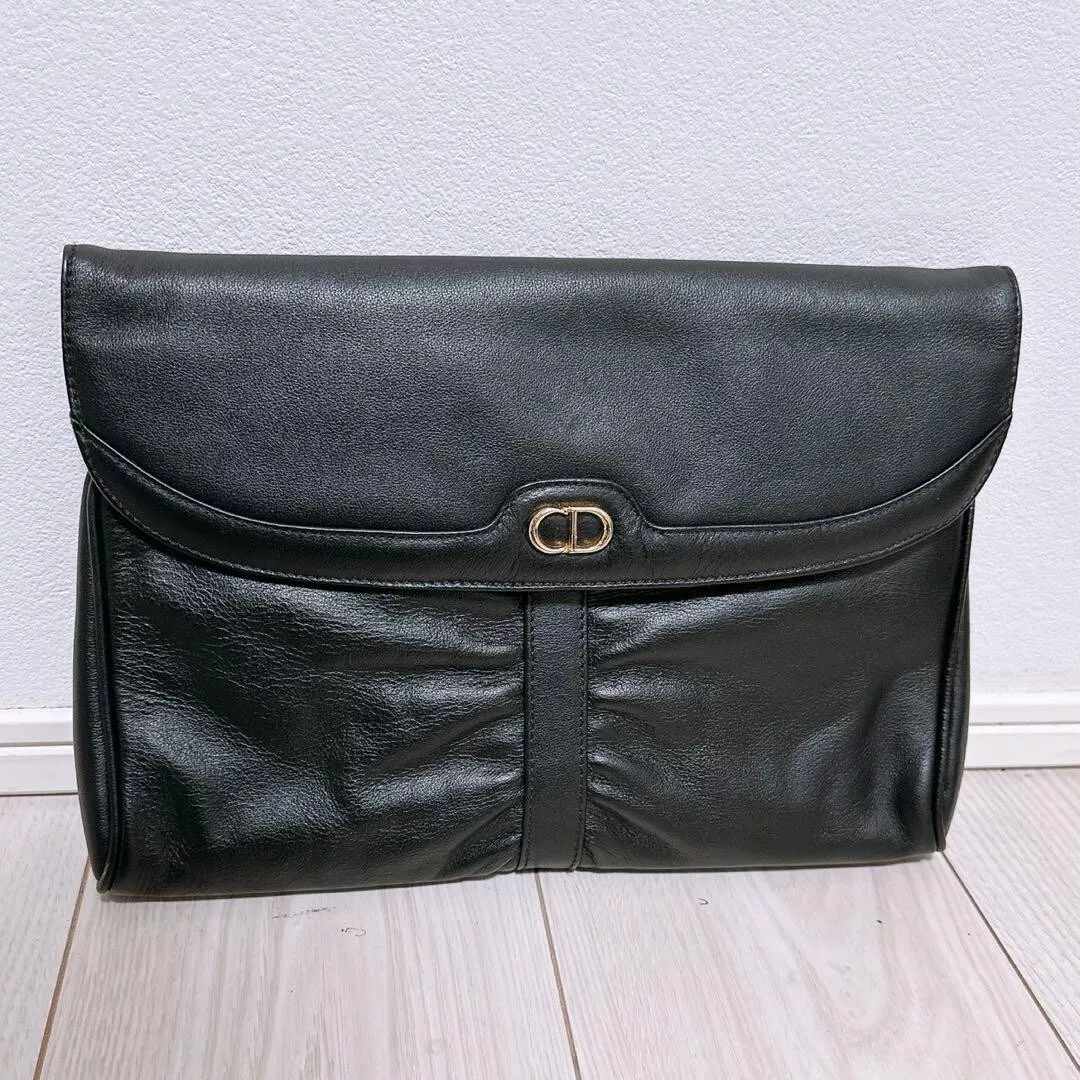 Christian Dior Pochette Femme Étui à Documents Cuir Noir Livraison Gratuite