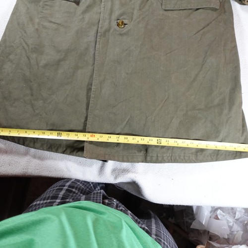 Vintage WWII British Military Trench Coat 50 Green Waterproof Canvas Long - Picture 9 of 21