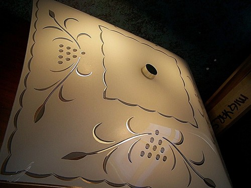 Vintage 15.5" Square Bedroom Ceiling Light Fixture - Vines & Berries - Picture 4 of 7