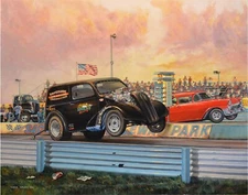 Drag Racing action prints - Jim McCann's Anglia Panel at Sacramento Raceway.