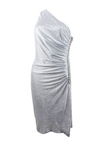 calvin klein one shoulder metallic gown