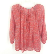Olivia Moon Womens Large Blouse 3/4 Balloon Sleeve Office Workwear Made in USA