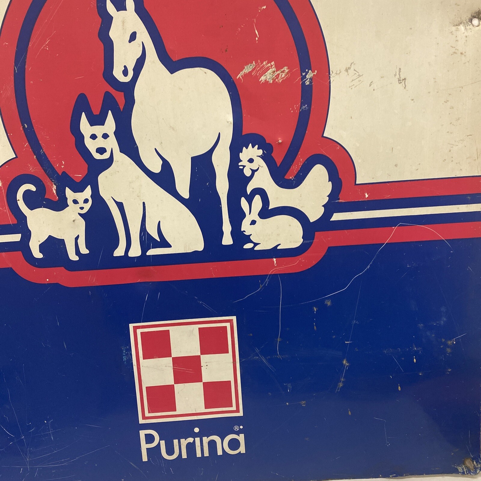 VINTAGE PURINA PRODUCTS FEED METAL SIGN eBay