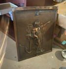 Figural Embossed 20 x 26 Antique brass fireplace screen/cover Greek HEAVY — photo 1