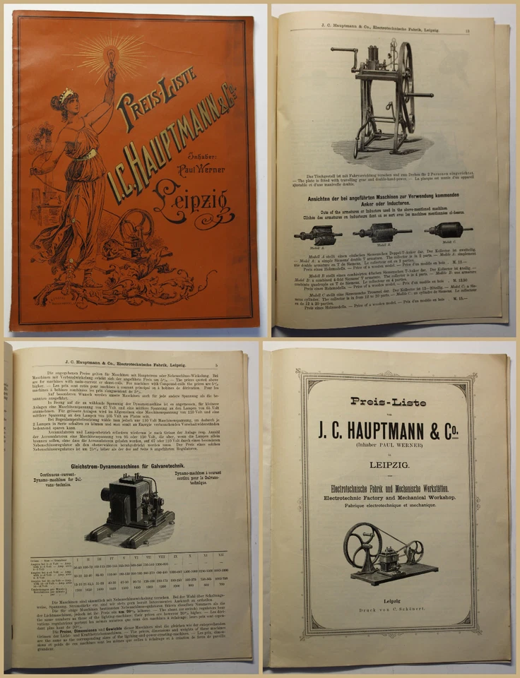 Original Prospekt Preisliste I.C. Hauptmann & Co. um 1895 Technik Katalog sf - Bild 1 von 1