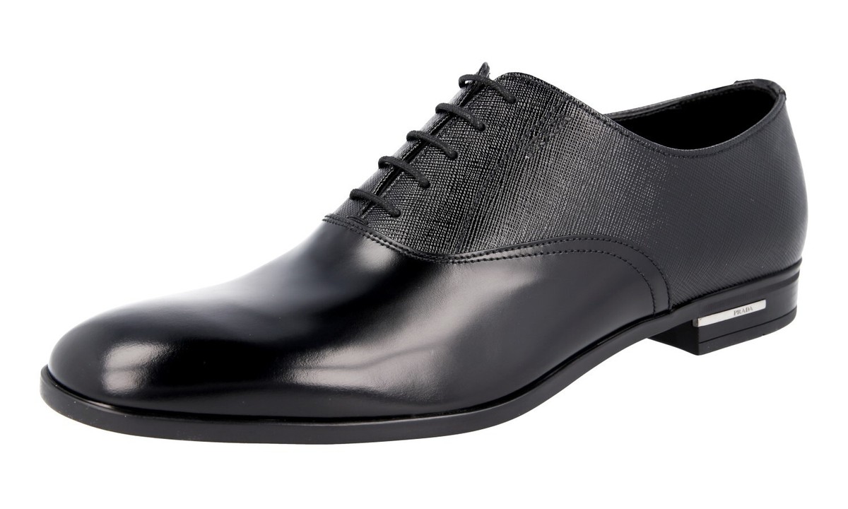 PRADA Saffiano Leather Oxford Dress Shoes - 2EB182 Black NEW  display picture 3