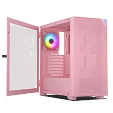 VETROO AL800 Pink Mid Tower PC Computer Case E-ATX/ATX Tempered Glass Type-C
