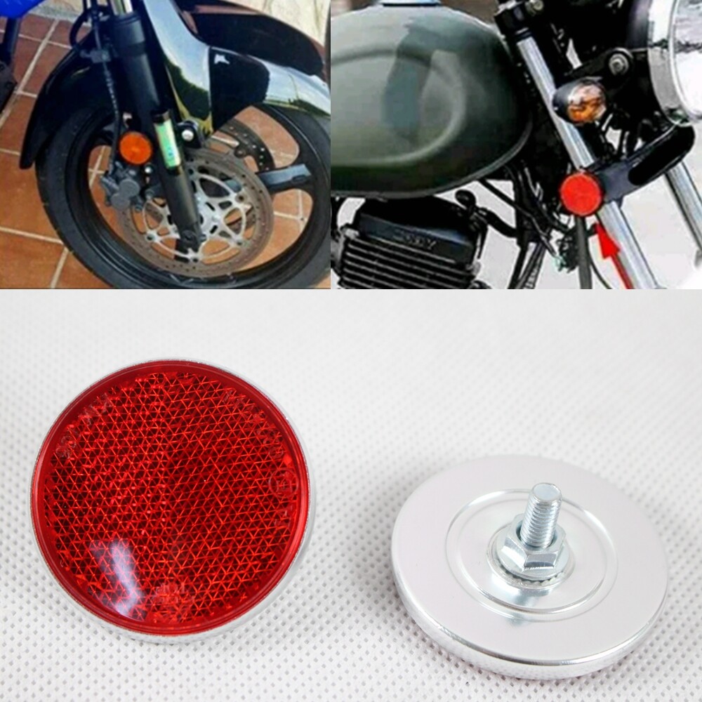 Lot De 2 Réflecteurs Ovales Jaunes Pour Moto/camion - PMMA - Filetage 6mm - Certifiés ECE/SAE