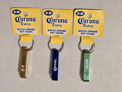 Corona Extra Metal Keychain Bottle Opener - Your Choice: Gold, Blue or Green