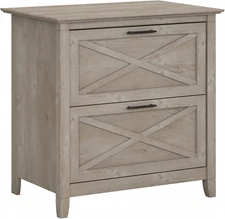 Bush Furniture Key West 2 Drawer Lateral File Cabinet in Washed Gray | Document