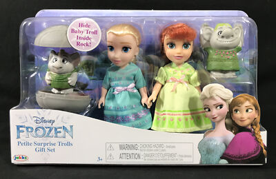 🔥 Disneys Frozen Petite Elsa Anna Surprise Trolls Gift Set Jakks Pacific  NIB