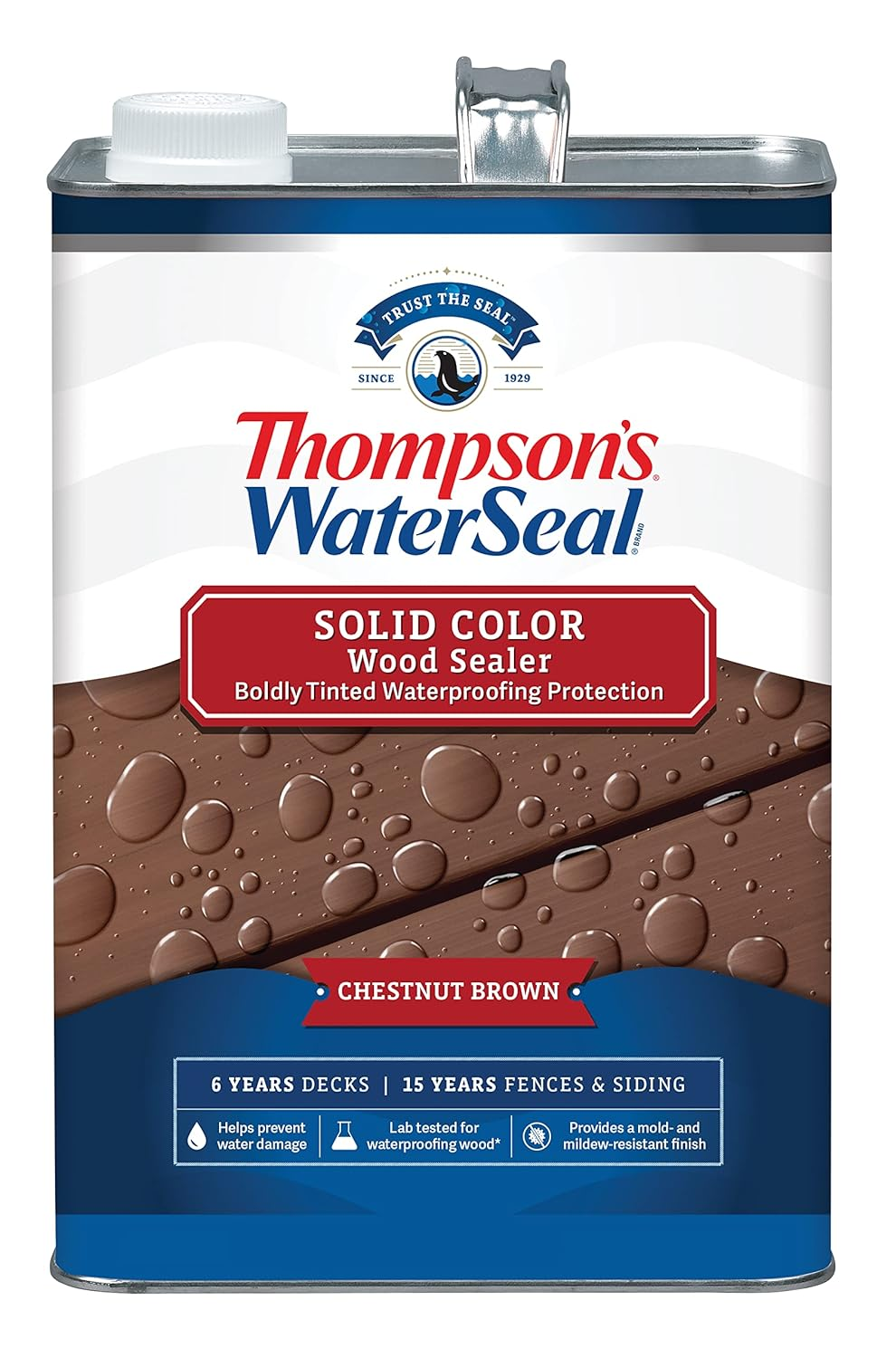 Solid Color Waterproofing Wood Stain and Sealer Chestnut Brown 1 Gallon