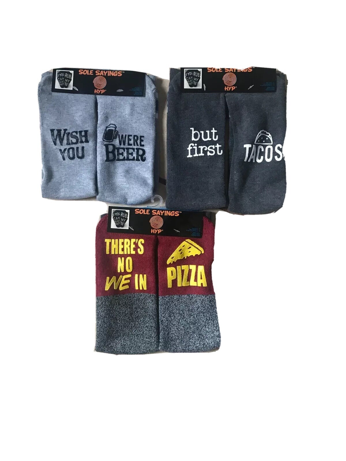 SAOLA Calze uomo 6 12 birra e tacos pizza nuove HYP Sole Saying