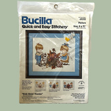 Vintage Bucilla Stitchery Kit Kids Given Thanks Size 8 x 10 49212 NOS Unopened