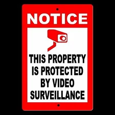Property Protected By Video Surveillance Warning Security Camera Sign CCTV S0003