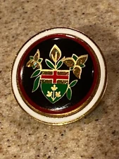 Vintage Ontario White Trillium Grandiflorum Flower Coat Arms Lapel Pin Pinback