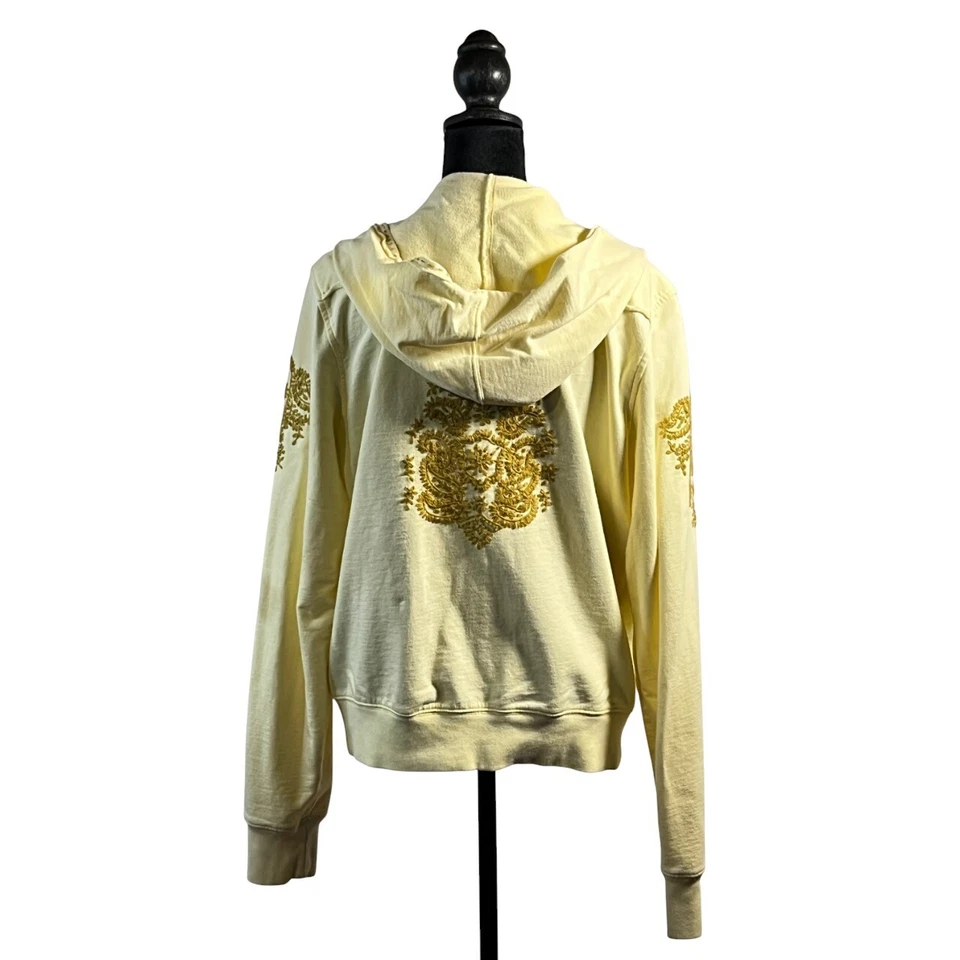 Sudadera con Capucha Roper Para Mujer XL Oro Amarillo Bordado Costuras Crudas Cremallera Completa Western Foto 2 de 4