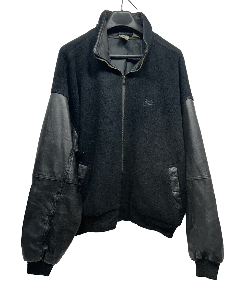 复古耐克Force 男式黑色全拉链羊毛/皮革轰炸机夹克2XL (HU) | eBay 复古耐克Force 男式黑色全拉链羊毛/皮革轰炸机夹克2XL (HU) | eBay