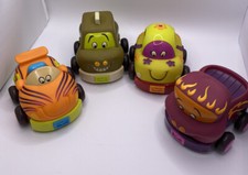 Battat Just B You Pull Back Toy Soft Cars 4 Piece Lot