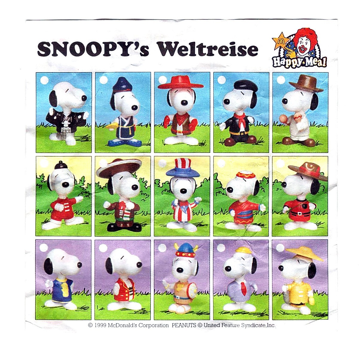 McDonalds - Happy Meal 1999 - Full Set of 30 - Snoopy's World-Tour