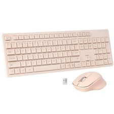 Wireless Keyboard and Mouse Combo Quiet and Soft 2.4G Full-Size Computer Keyb...