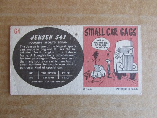 1961 TOPPS SPORTS CARS CARD SINGLES COMPLETE YOUR SET PICK CHOOSE - Picture 95 of 97