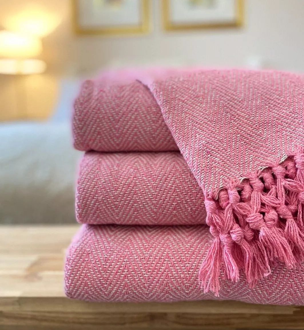 Pink woven throw sale