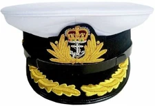 UK Royal NAVY Officer Captain White Hat British Britain Insignia by DEURA USA