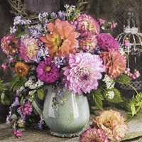 20 Servietten Bunch Of Dahlia Dahlien Blume Vase Sommer Herbst Tischdeko 33X33Cm