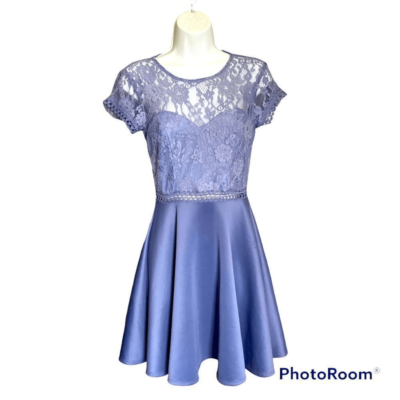 City Studios Juniors' Lace & Scuba Fit & Flare Party Dress Periwinkle | eBay