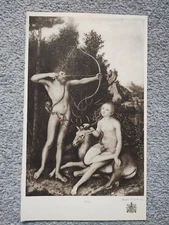 Adam & Eve, Lucas Cranach - Antique Print - 1930