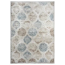 Boho Andorra Ivory/Navy Blue 8 ft. x 10 ft. Damask Area Rug
