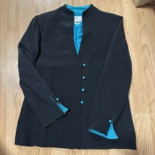 100% silk Black and Blue Lightweight blazer Jacket with Modern Silhouette