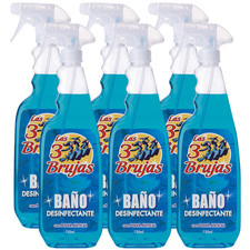 6 x 3 Witches Bathroom Disinfectant Spray Surface Cleaner Kill Germs 750ml 5.78 per litre