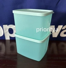 Tupperware Freezer It Square Rounds 800ml Container Set of 2 Light Blue New