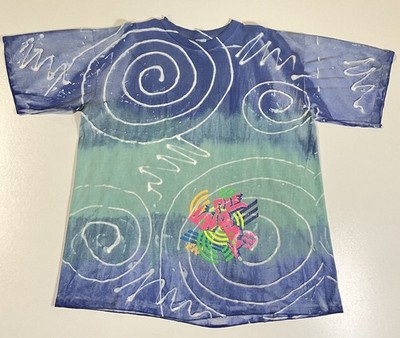 Vintage Bugle Boy Tie Dye T Shirt Sz XL Surfer Neon XL Skater Funky 90s