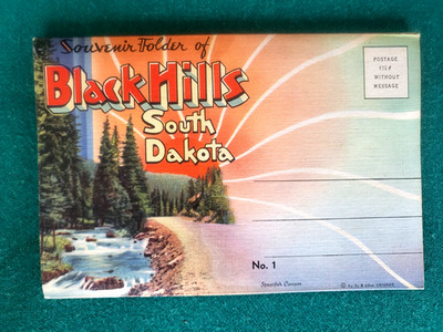 VTG 1930s Black Hills, S.D. Souvenir Folder, C.T. & Co. ''Colortone'' 18 Photos